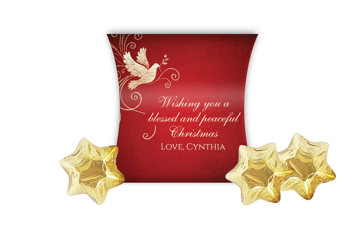 Dove In Gold Christmas Personalised Pillow Boxes