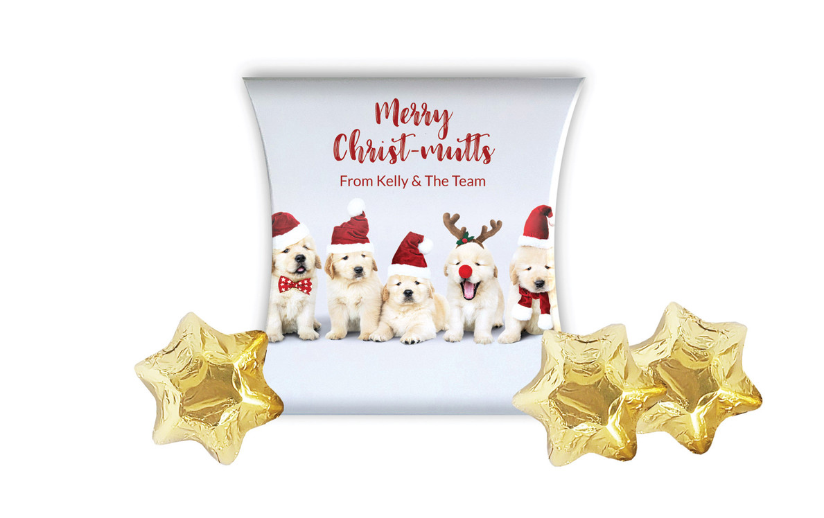 Gorgeous Puppies Christmas Personalised Pillow Boxes