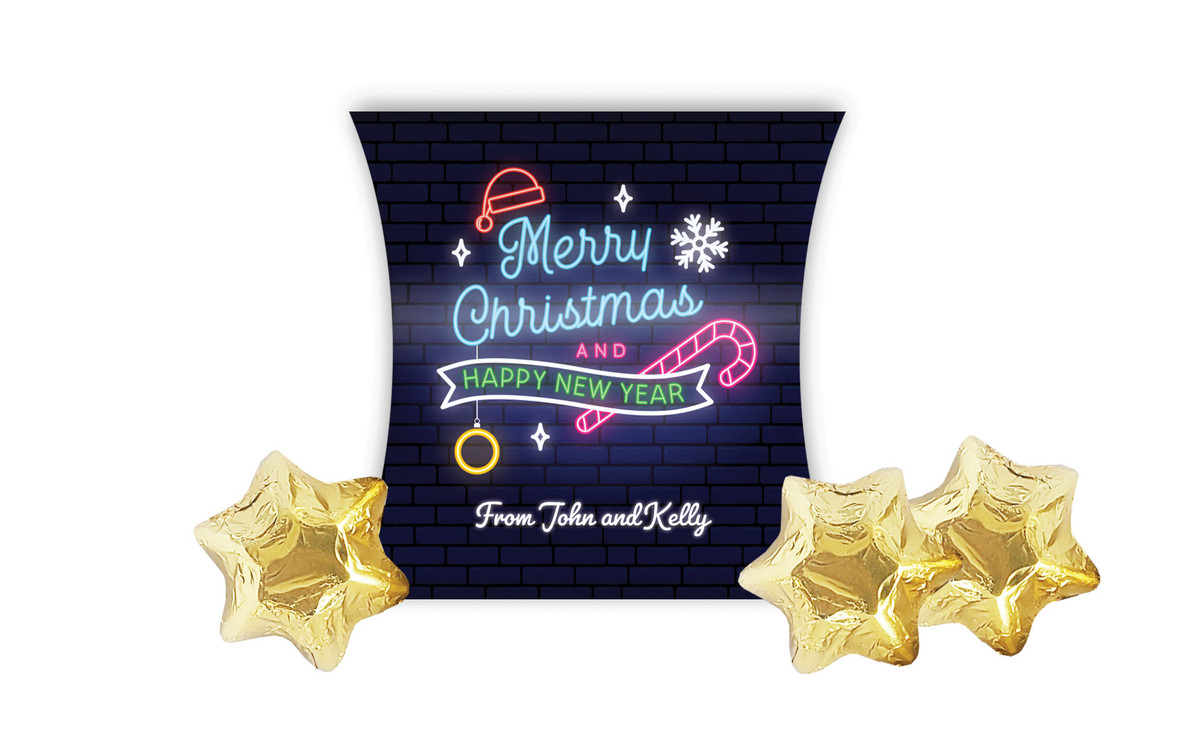 Neon Christmas Personalised Pillow Boxes