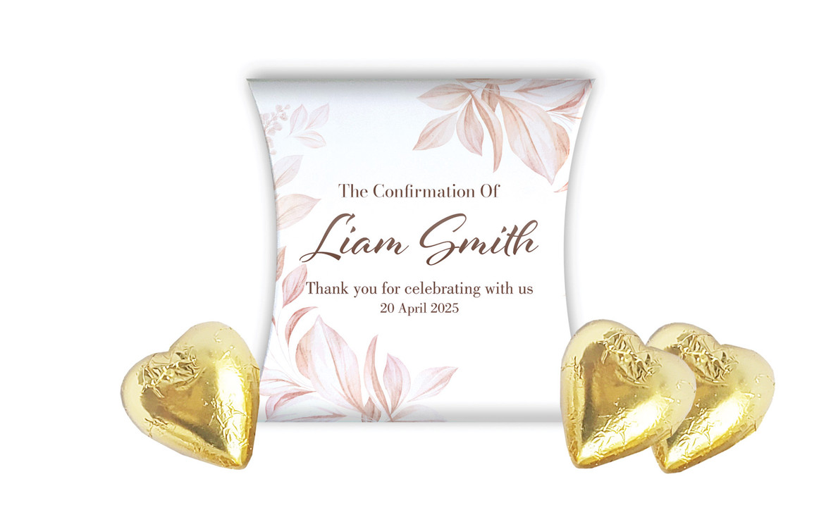 Natural Leaves Confirmation Personalised Pillow Boxes