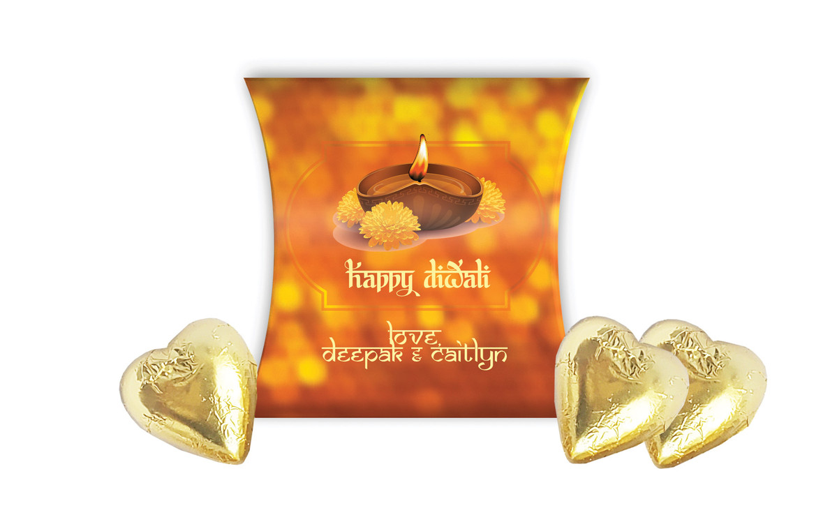 Bokeh Candle Diwali Personalised Pillow Boxes