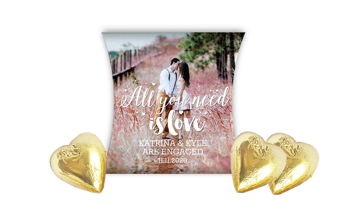 All You Need Is Love Engagement Personalised Pillow Boxes