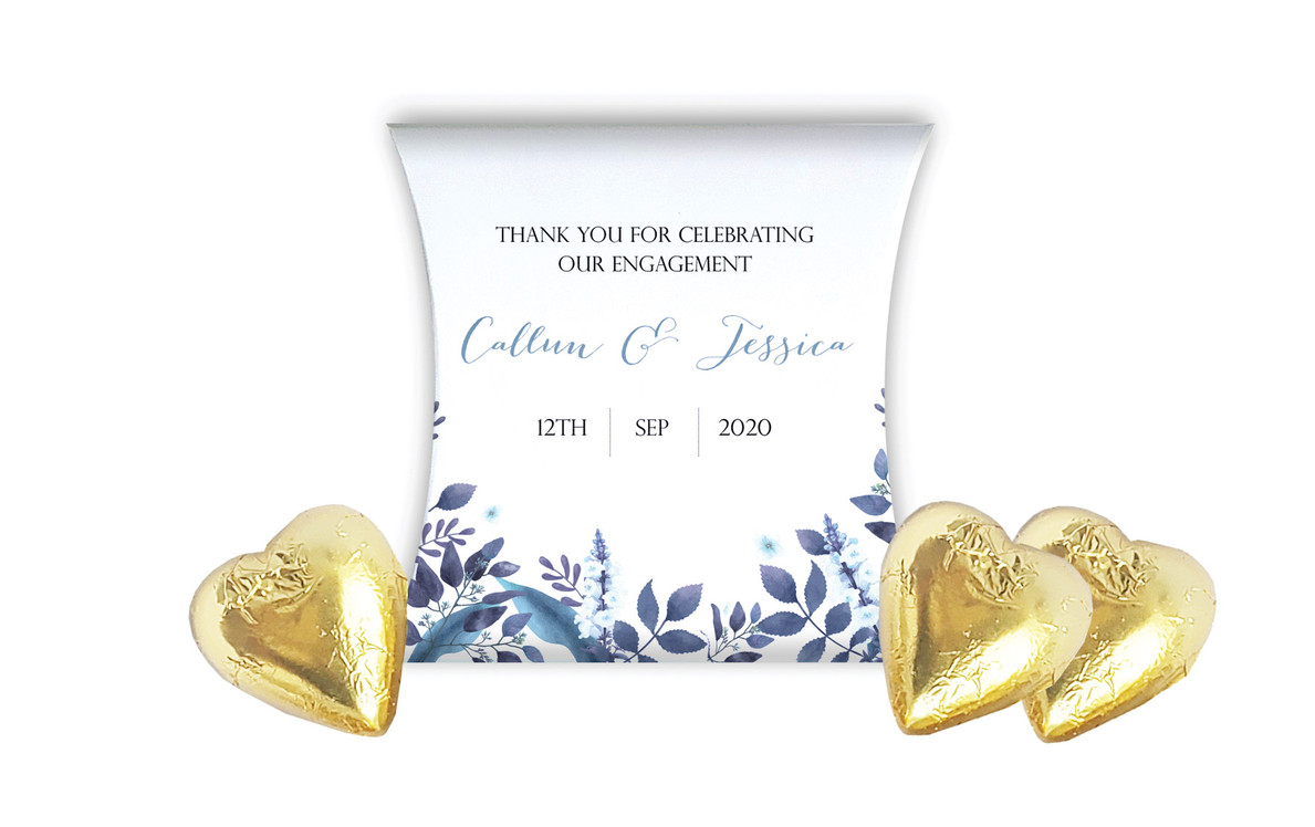 Blue Floral Engagement Personalised Pillow Boxes