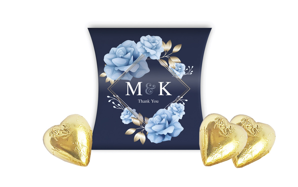 Flowers On Navy Engagement Personalised Pillow Boxes