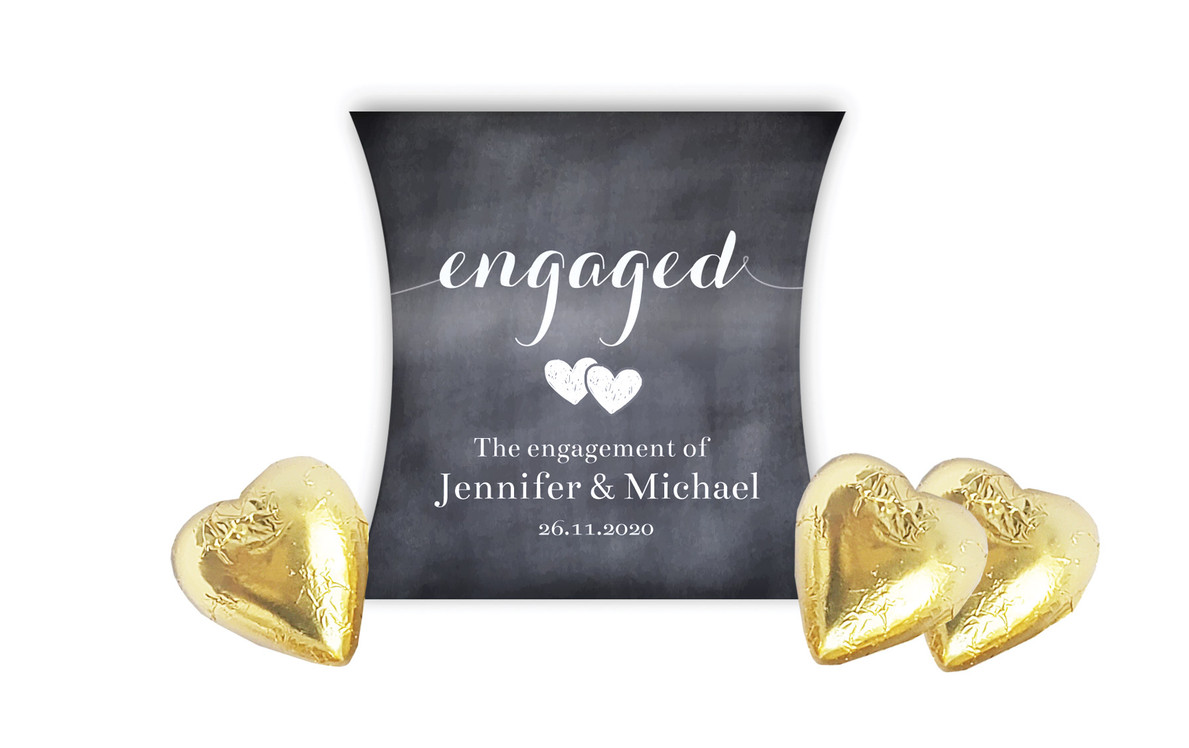 Flowing Words Chalkboard Engagement Personalised Pillow Boxes