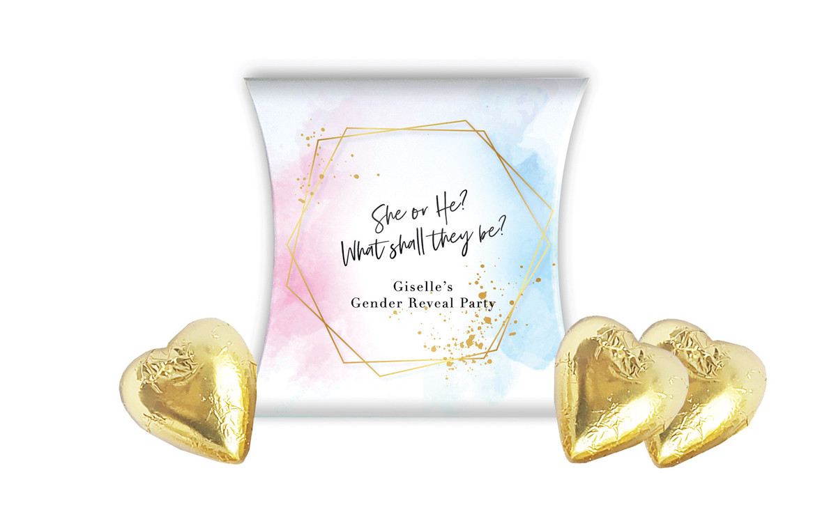 Hexagon Gender Reveal Personalised Pillow Boxes