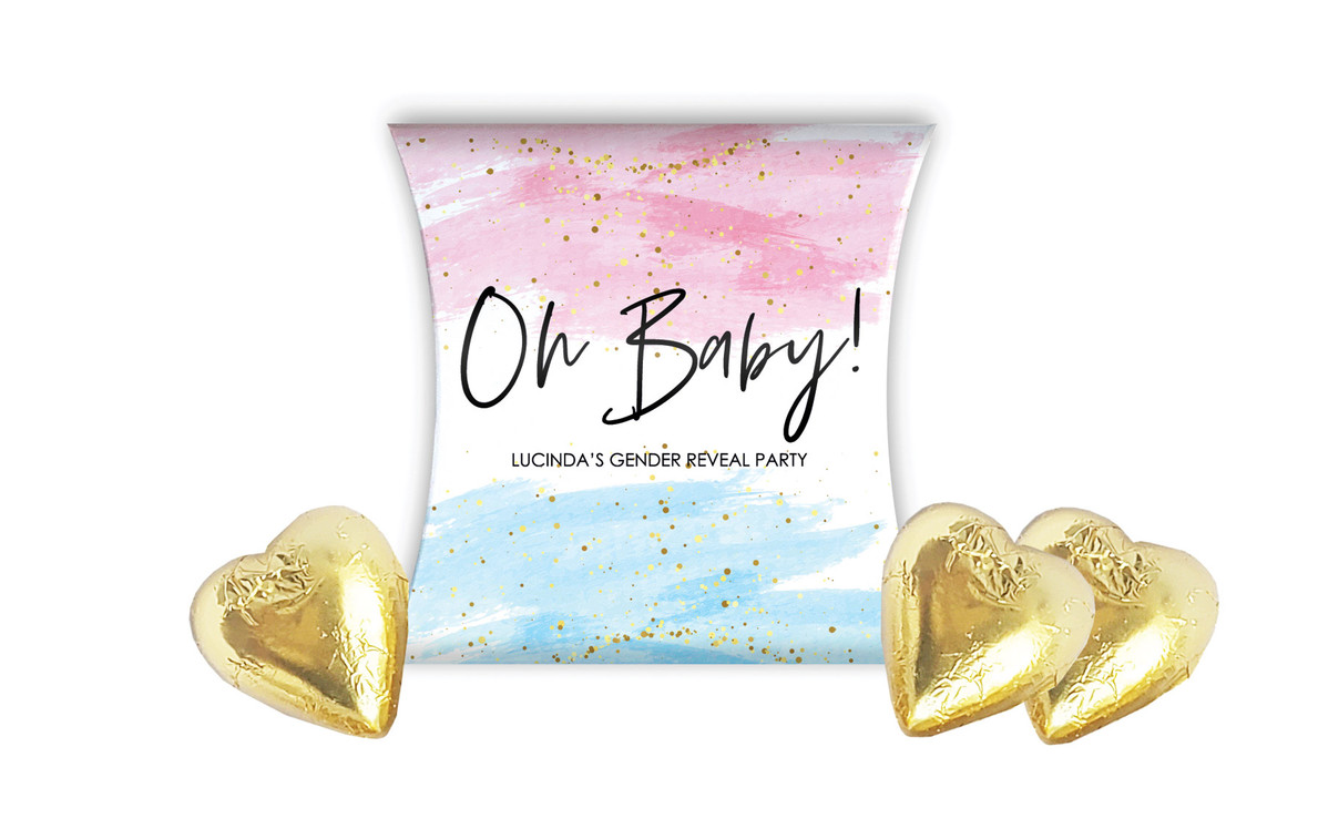Paint Strokes Gender Reveal Personalised Pillow Boxes