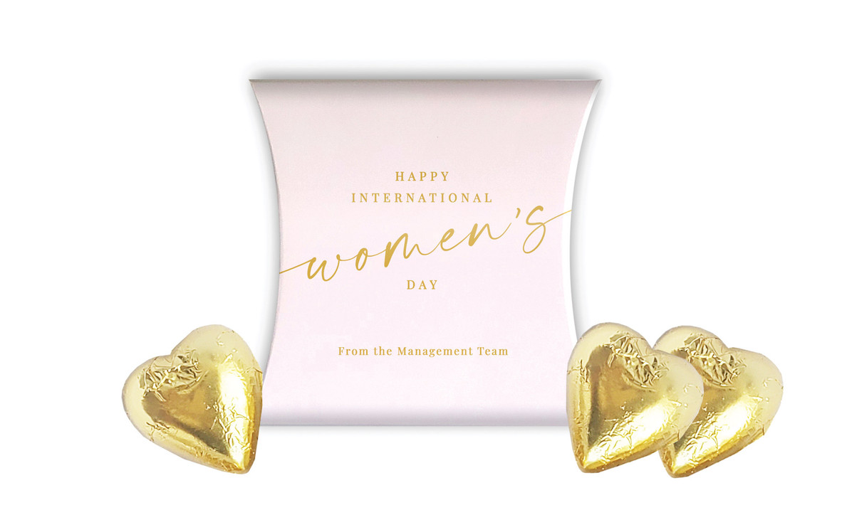 Gold On Blush International Womens Day Personalised Pillow Boxes