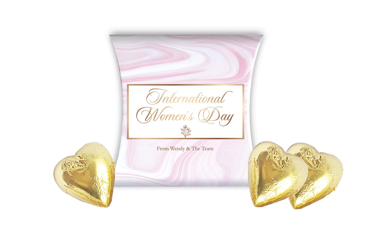 Pink Marble International Womens Day Personalised Pillow Boxes