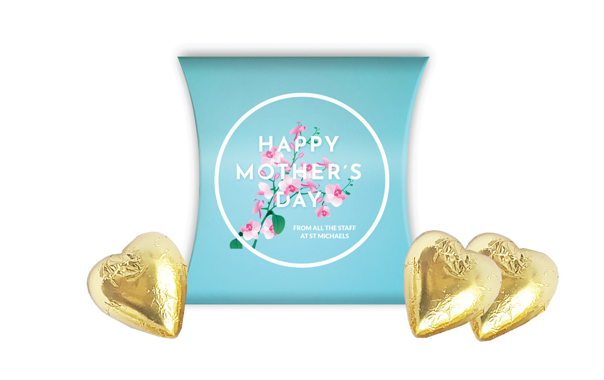 Pink Blooms On Aqua Mothers Day Personalised Pillow Boxes