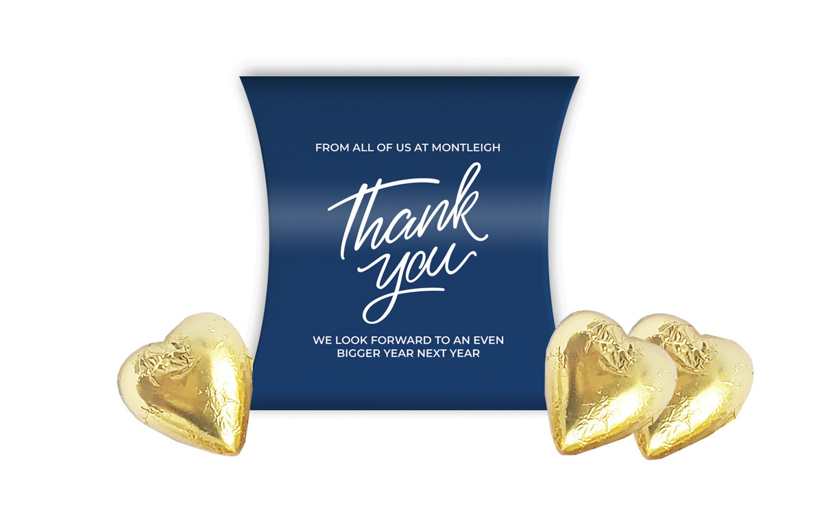 Navy Blue Thank You Personalised Pillow Boxes