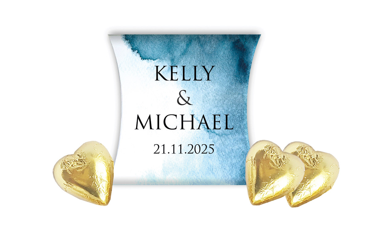 Blue Shade Wedding Personalised Pillow Boxes