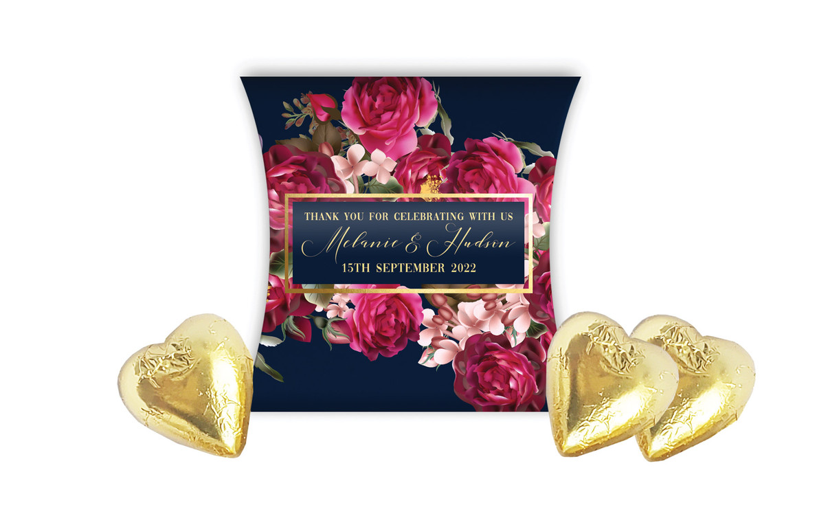 Bold Floral Wedding Personalised Pillow Boxes