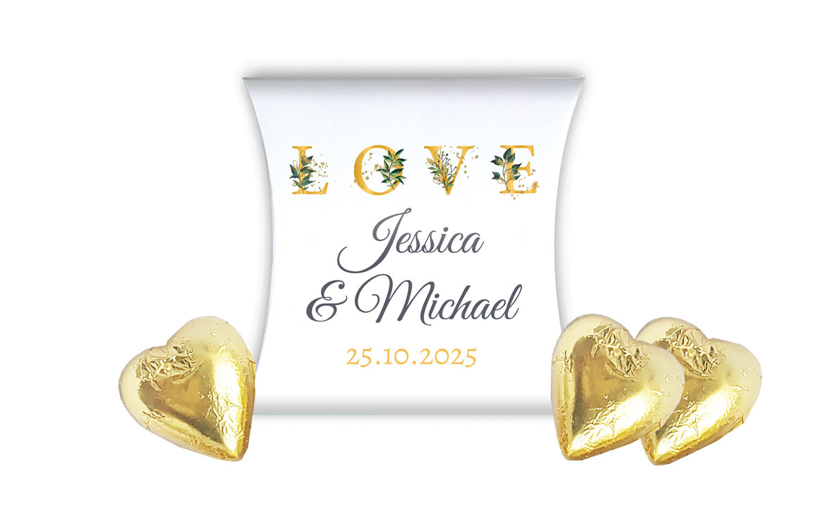 L-O-V-E Flowers Wedding Personalised Pillow Boxes