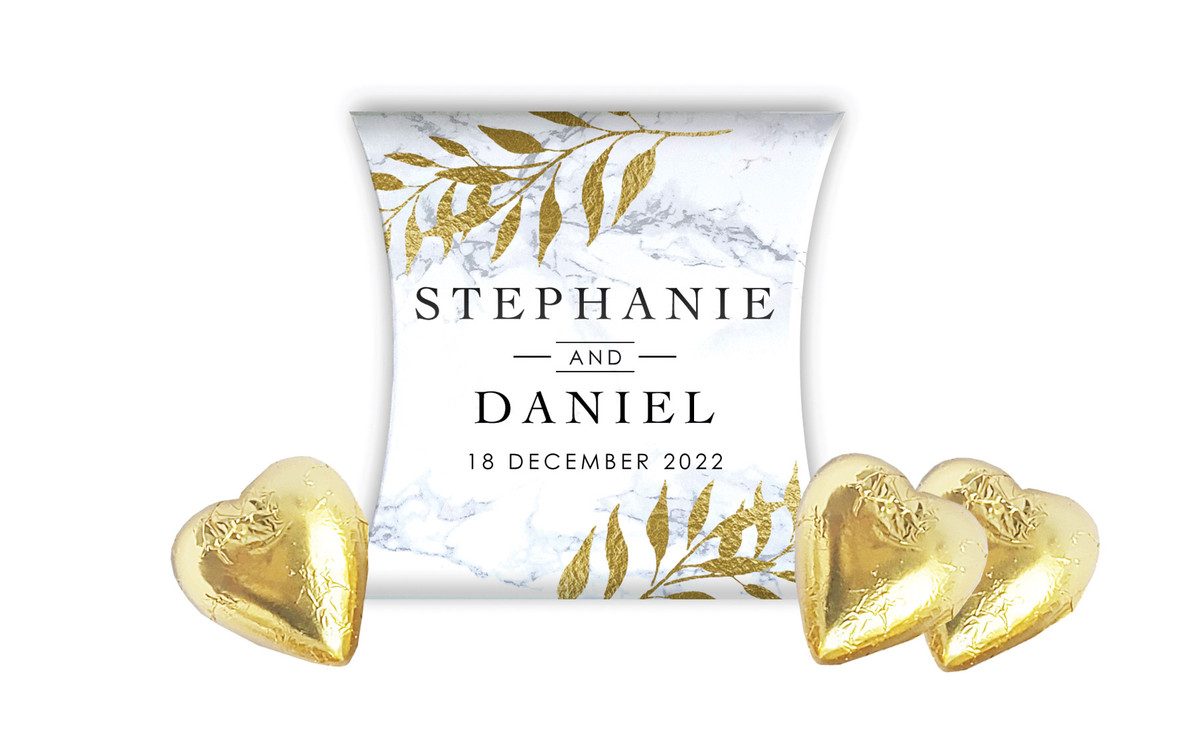 Marble & Fern Wedding Personalised Pillow Boxes
