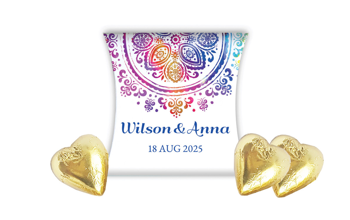 Radiant Mandala Wedding Personalised Pillow Boxes