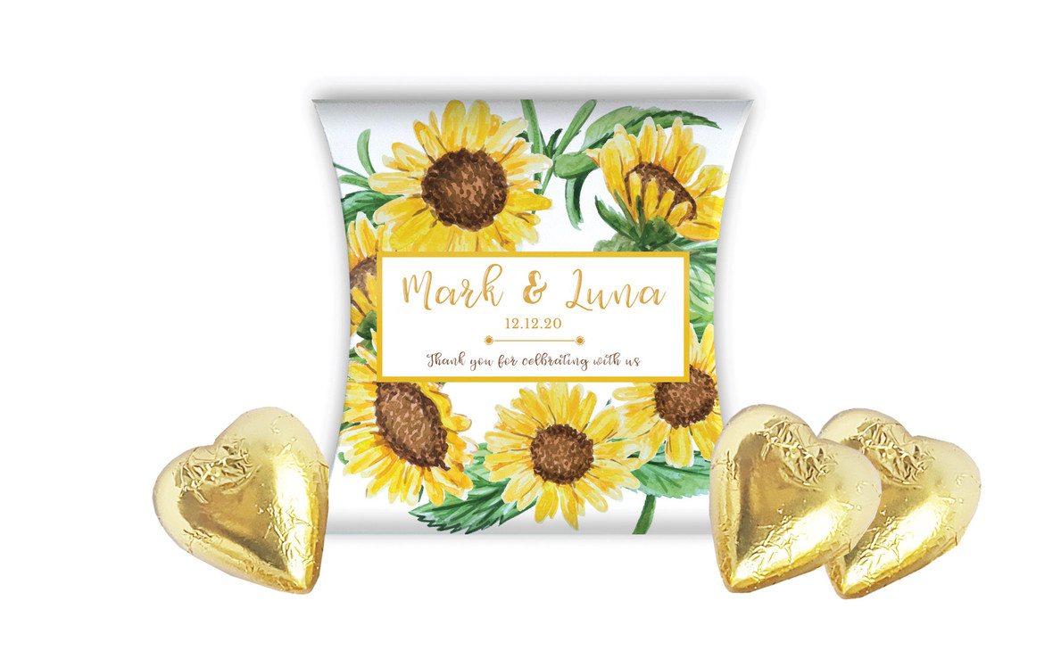 Sunflower Wedding Personalised Pillow Boxes