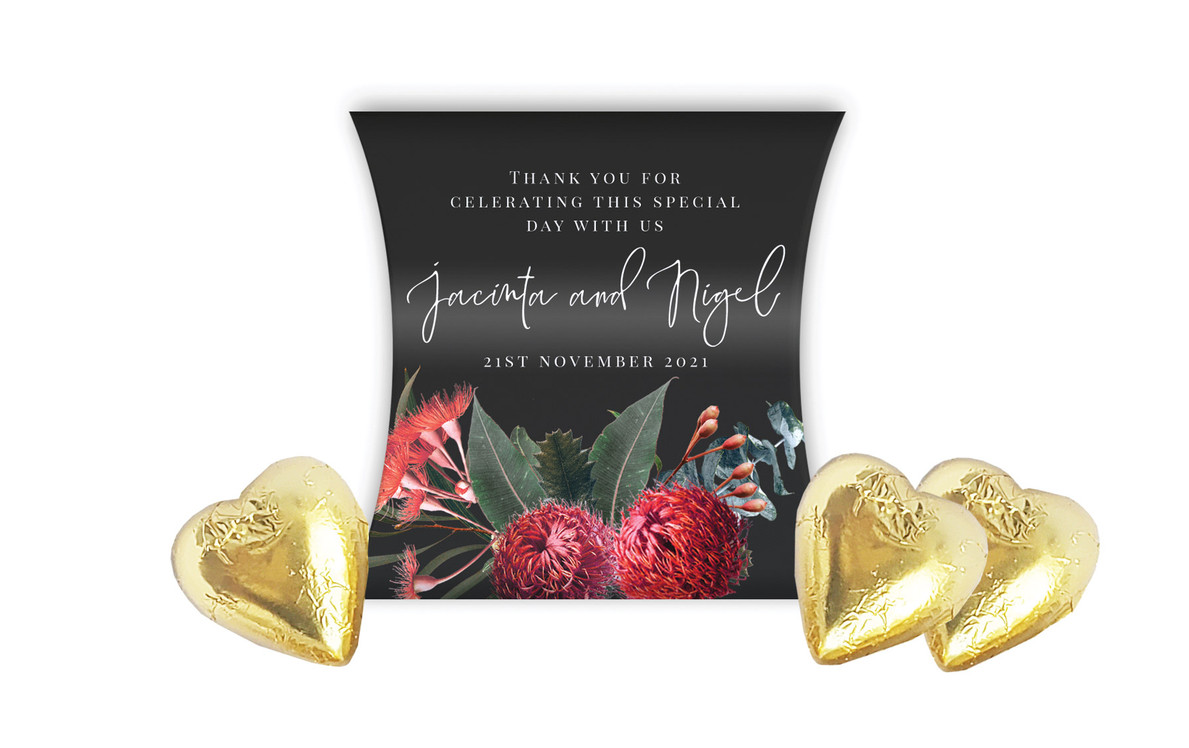 Wild Flowers Dark Wedding Personalised Pillow Boxes
