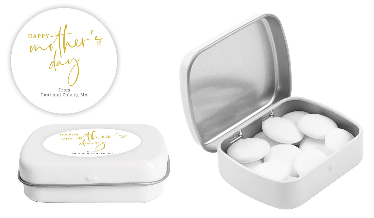 Classy Gold Cursive Mothers Day Personalised Mint Tins