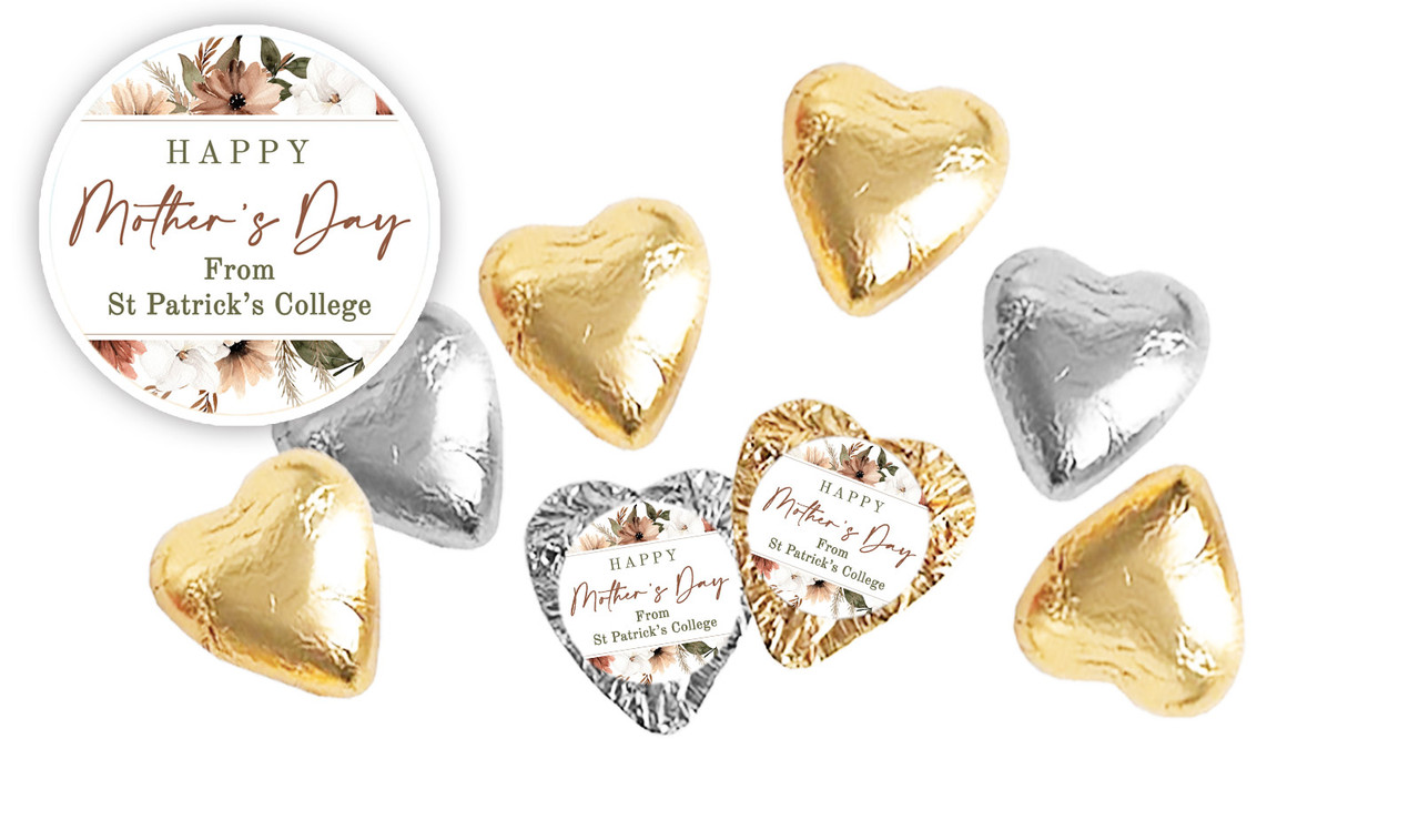 Elegant Flowers Personalised Foil Chocolate Hearts