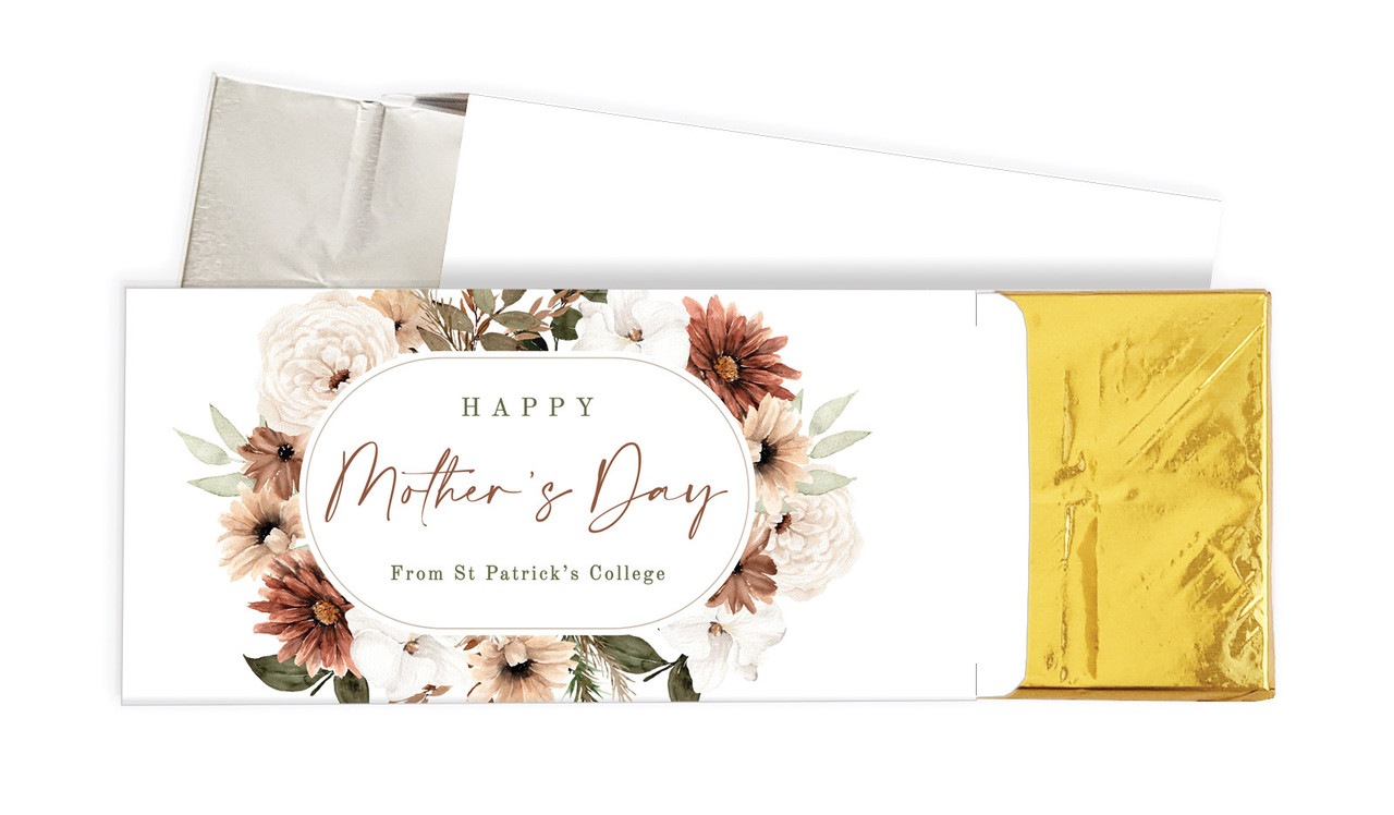 Elegant Flowers Mothers Day Personalised Chocolate Bar In A Box