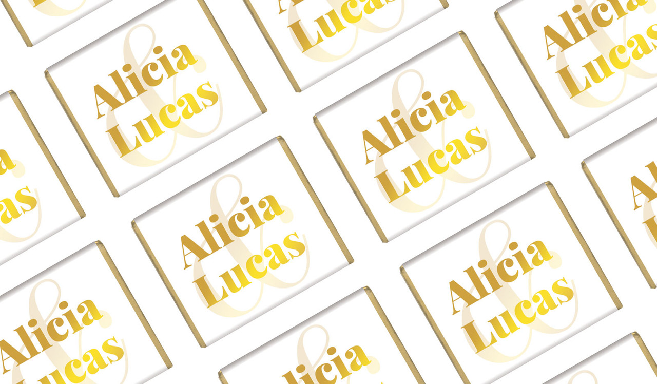 Bold Name On White Wedding Mini Chocolates
