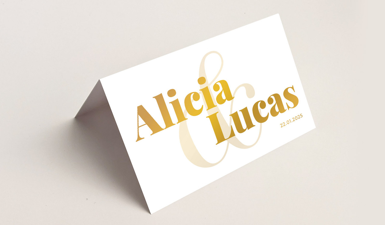 Bold Name Wedding Place Cards With Guest Names Printed