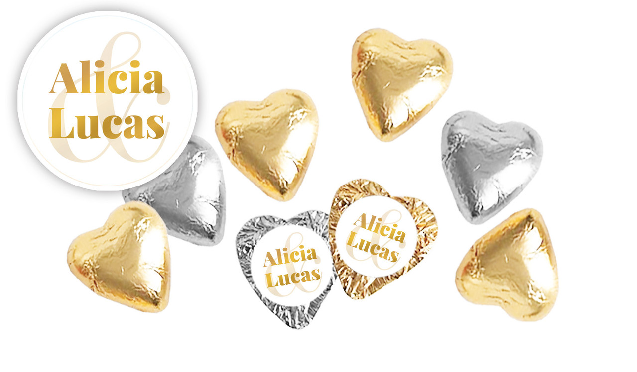 Bold Name Wedding Custom Foil Chocolate Hearts