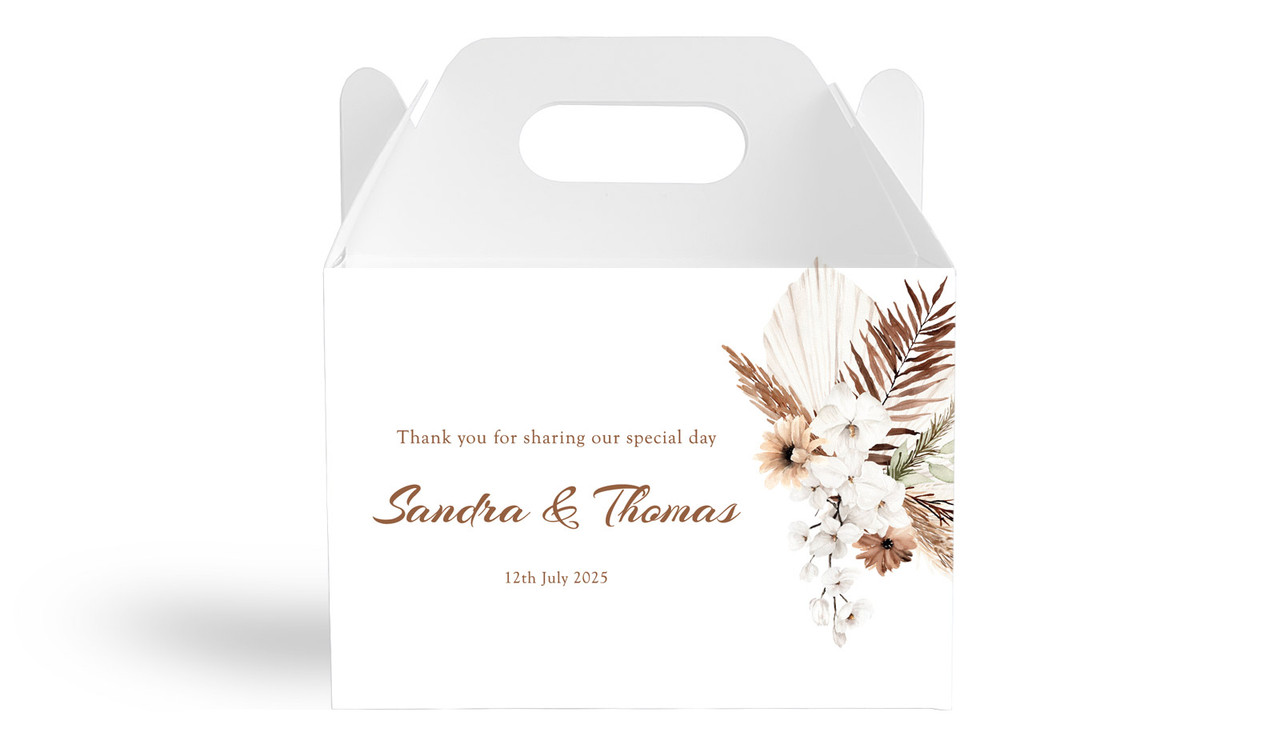 Winsome Floral Wedding Personalised Gable Favour Box