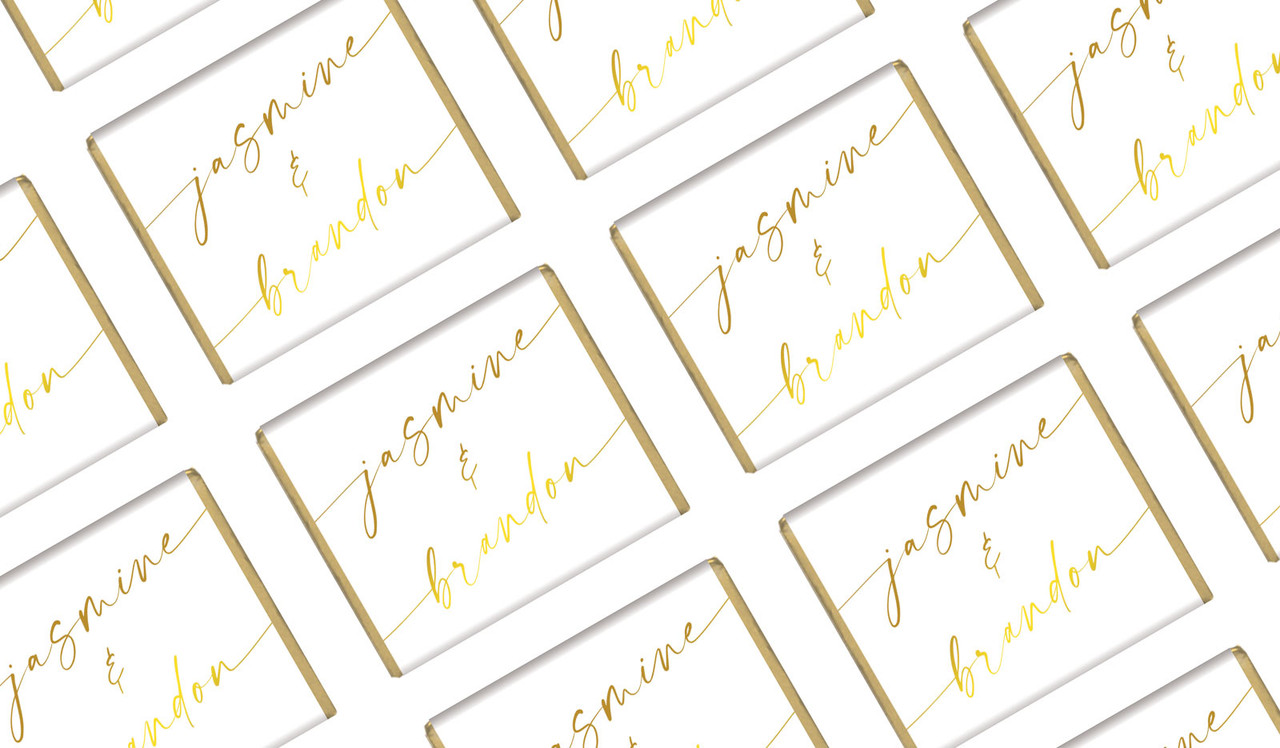 Golden Script On White Wedding Mini Chocolates