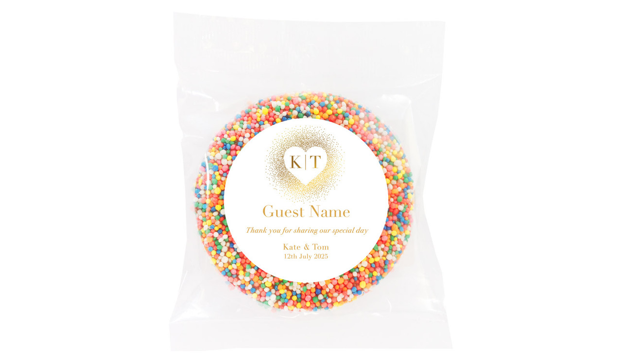 Heart Gold Confetti Personalised Giant Chocolate Freckles