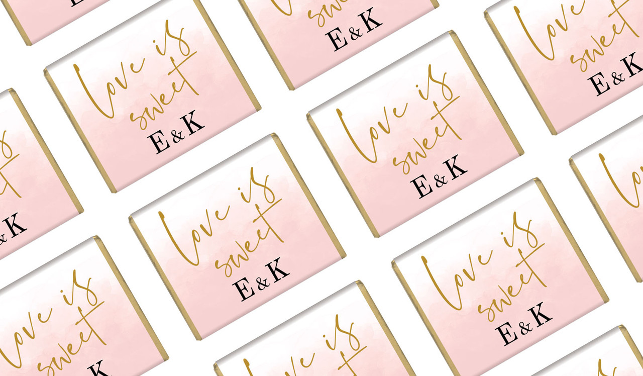 Love Is Sweet On White Wedding Mini Chocolates