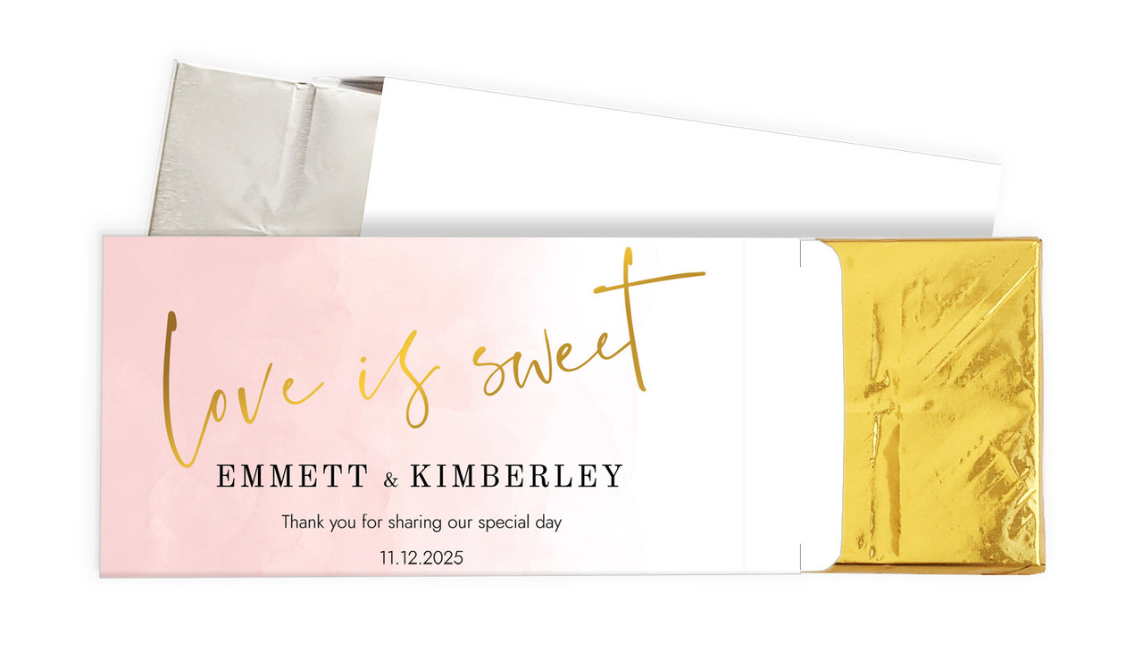 Love Is Sweet Wedding Personalised Chocolate Bar In A Box