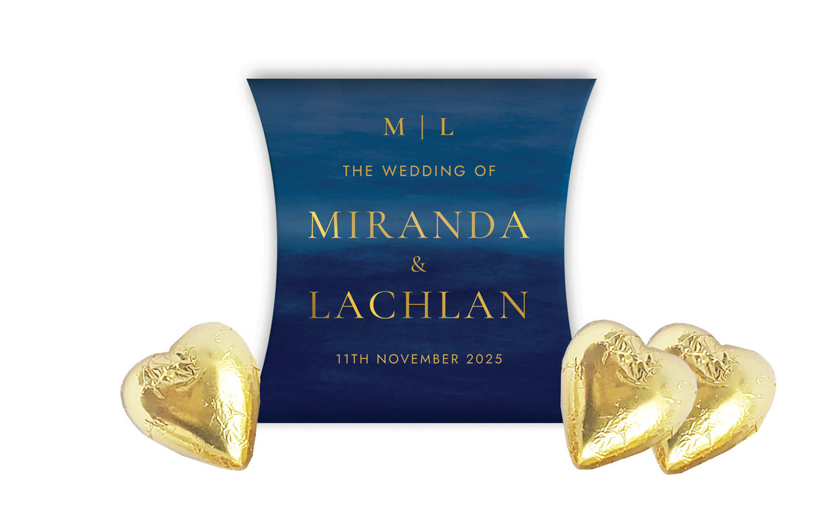 Monogram On Navy Wedding Personalised Pillow Boxes