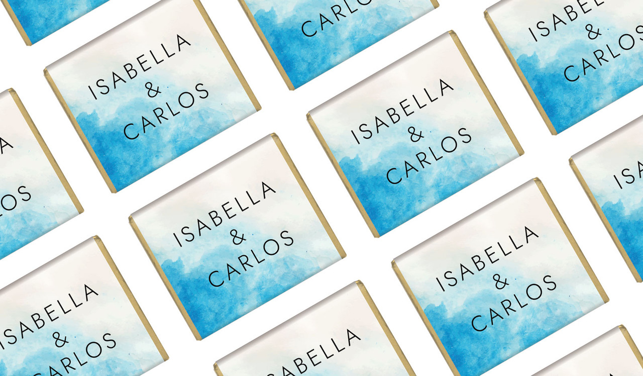 Ocean On White Wedding Mini Chocolates