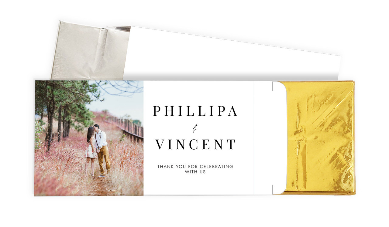 Simple Photo Wedding Personalised Chocolate Bar In A Box