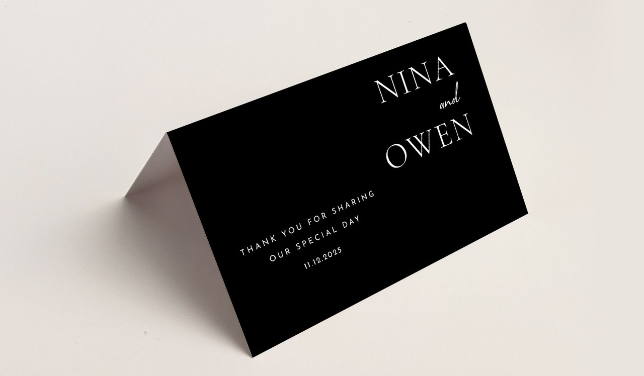 Right Aligned Wedding Place Cards With Guest Names Printed
