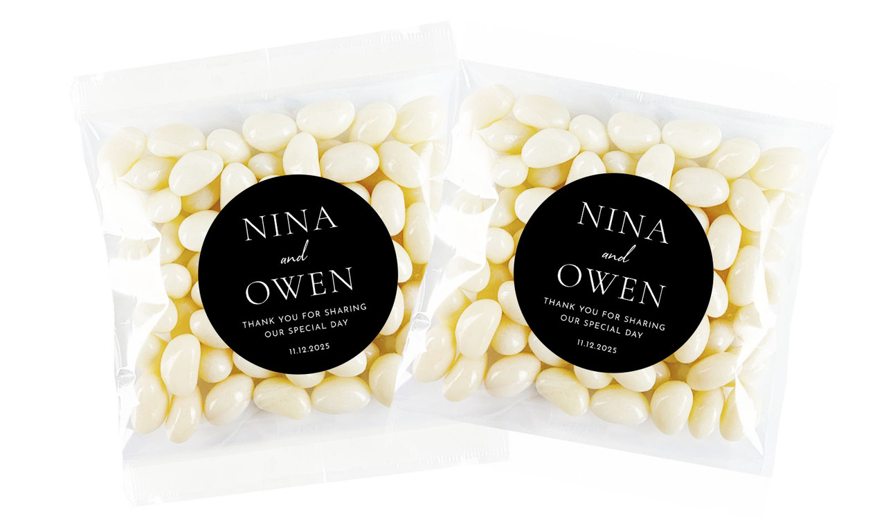 Right Aligned Personalised Jelly Bean Bag Favour