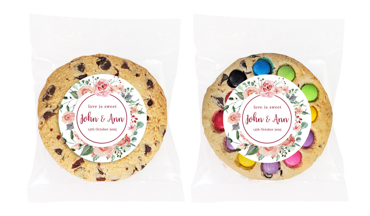 Rose Watercolour Personalised Wedding Cookie