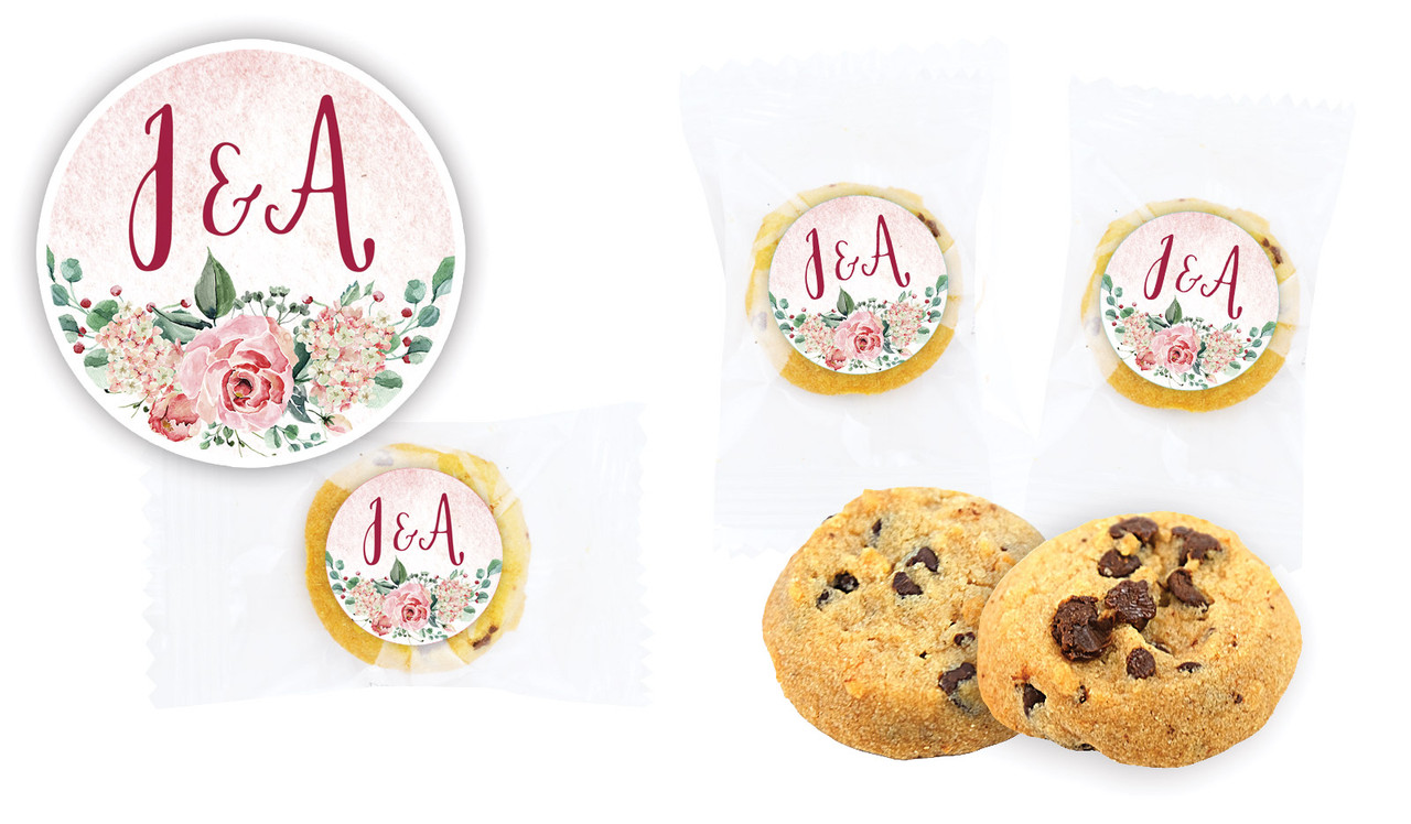 Rose Watercolour Wedding Bite-Size Cookie 5g