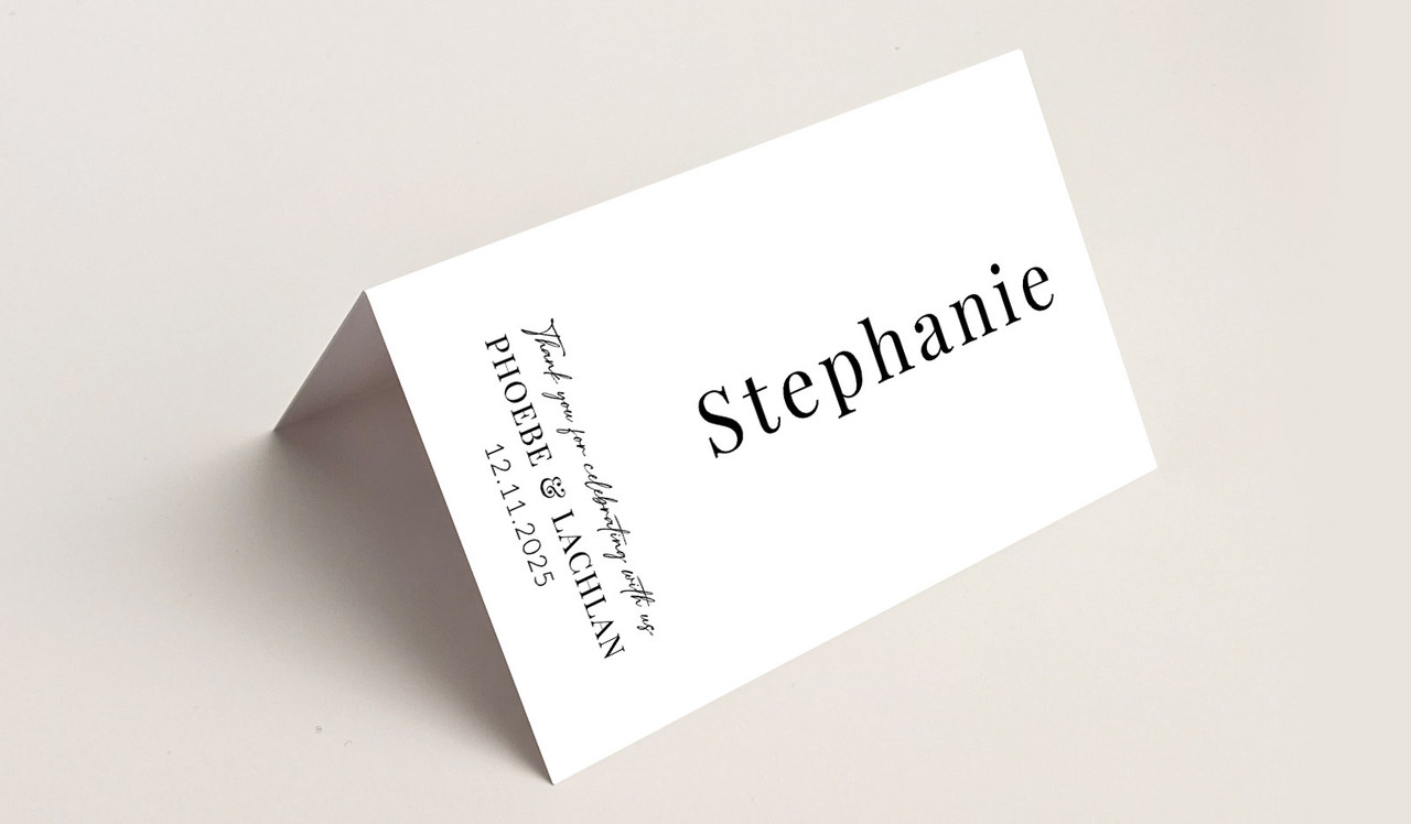 Simple Wedding Place Cards With Guest Names Printed