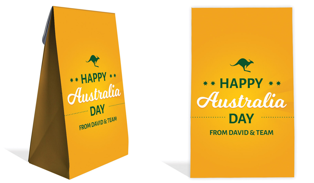 Green & Gold Australia Day Personalised Gusset Favour Bag