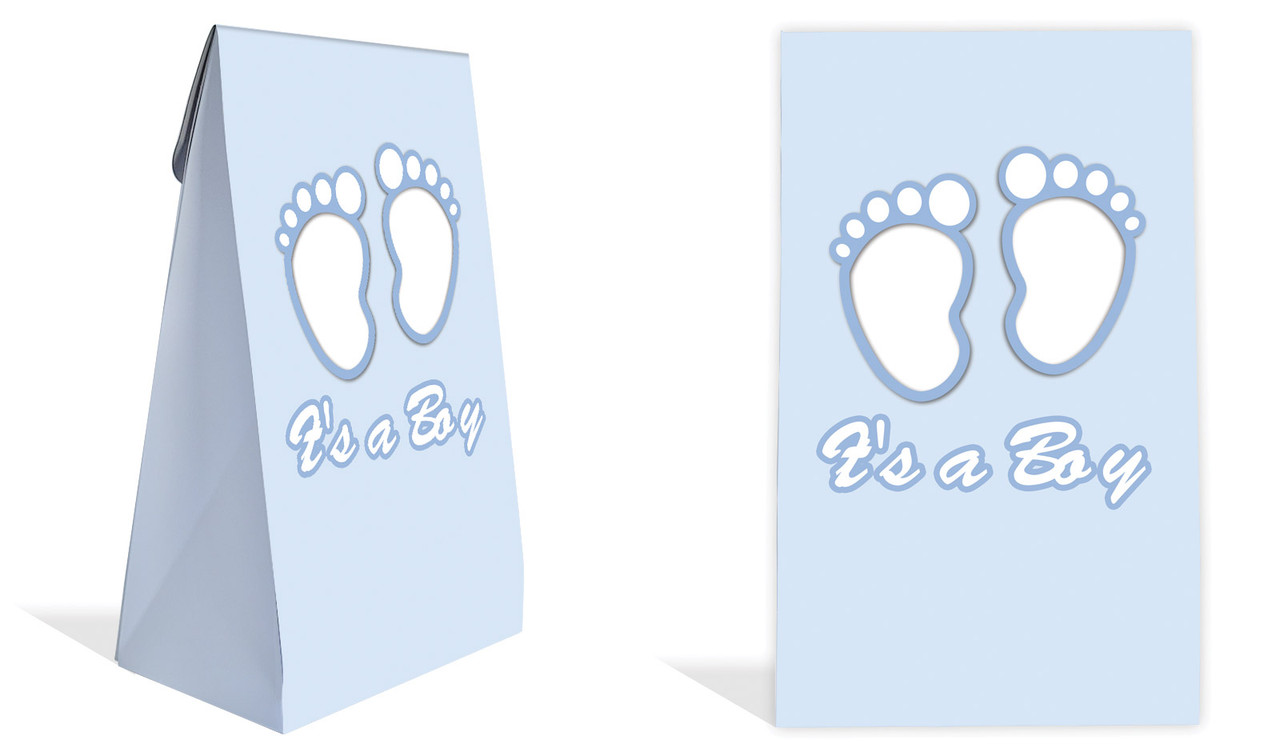 Baby Feet Blue Baby Shower Personalised Gusset Favour Bag