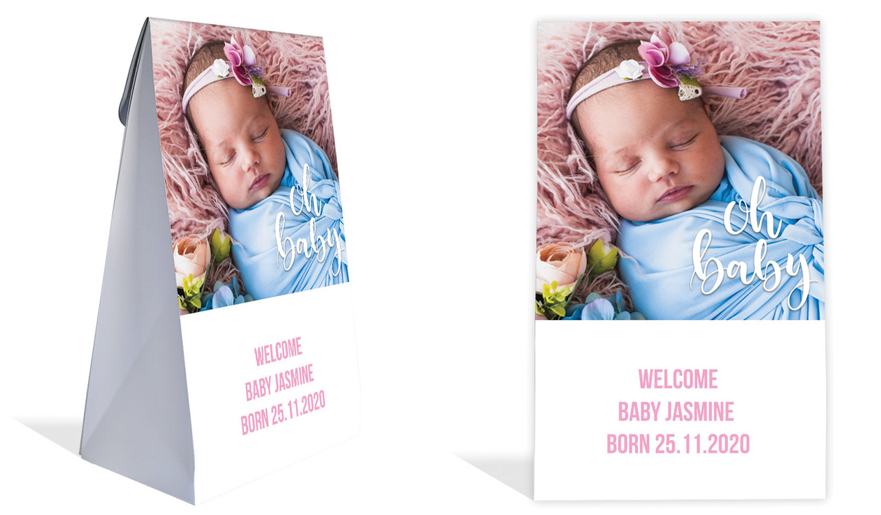 Oh Baby Birth Announcement Personalised Gusset Favour Bag