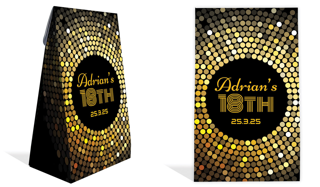 Disco Gold Personalised Gusset Favour Bag