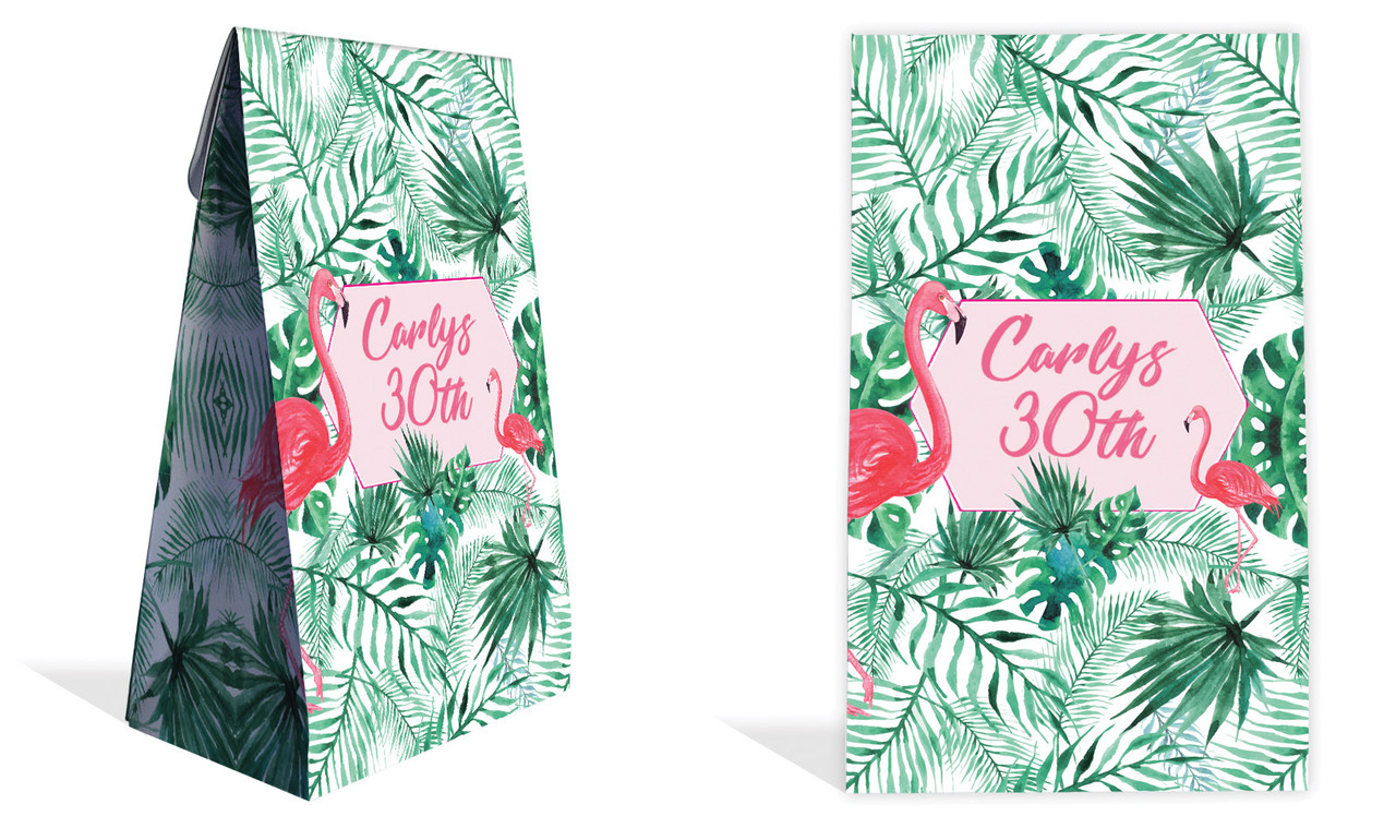 Flamingo Jungle Personalised Gusset Favour Bag