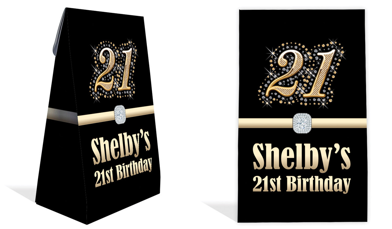 Golden Number Personalised Gusset Favour Bag