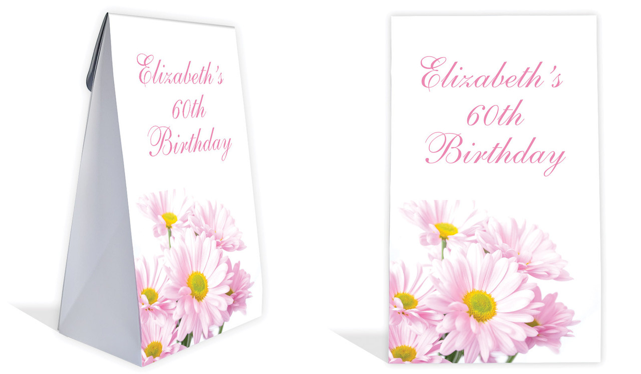 Pink Daisies Personalised Gusset Favour Bag