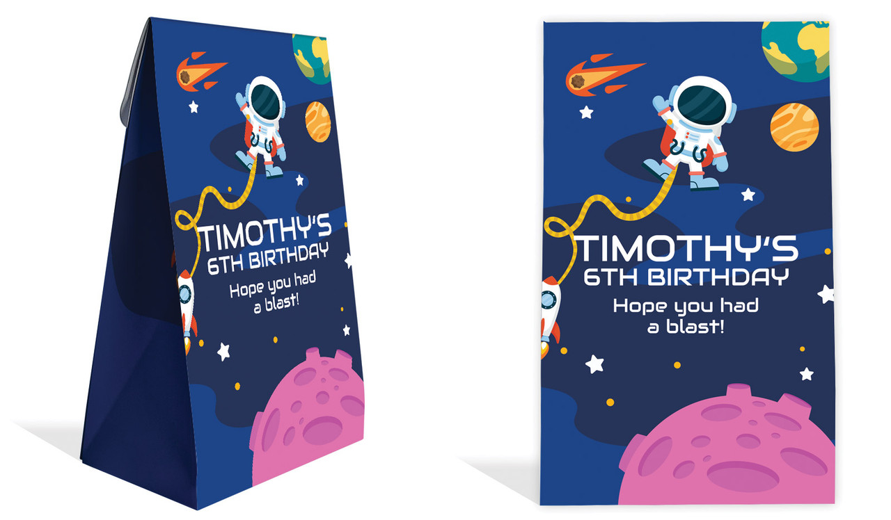 Astronaut Kids Party Personalised Gusset Favour Bag