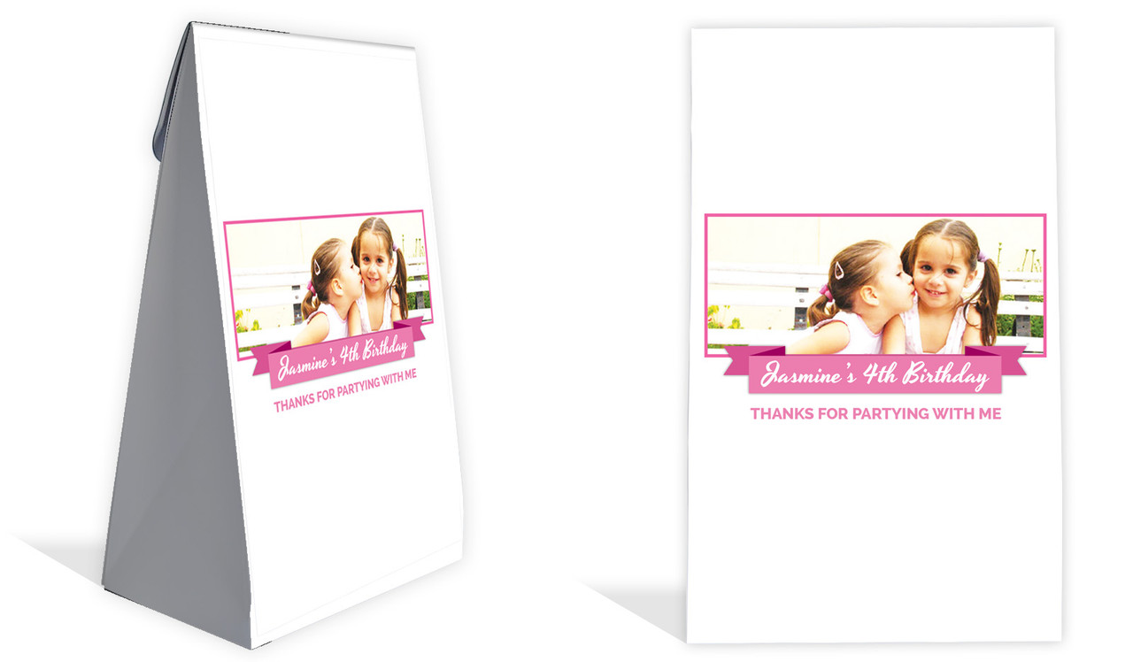 Banner Photo Pink Kids Party Personalised Gusset Favour Bag